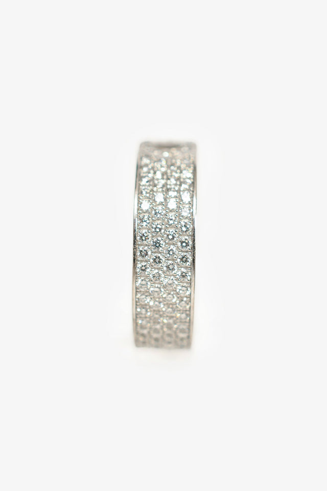 Hermes 18K White Gold Diamond Small H d'Ancre Ring Size 54