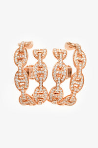 Hermes 18K Rose Gold Diamonds Chaine d'Ancre Enchaine Cuff Earrings