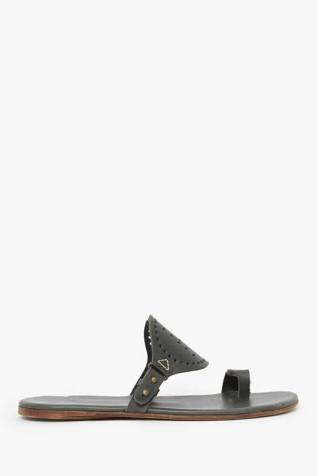 Hermes Olive Leather Hera Sandals Size 42.5