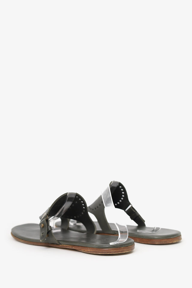 Hermes Olive Leather Hera Sandals Size 42.5