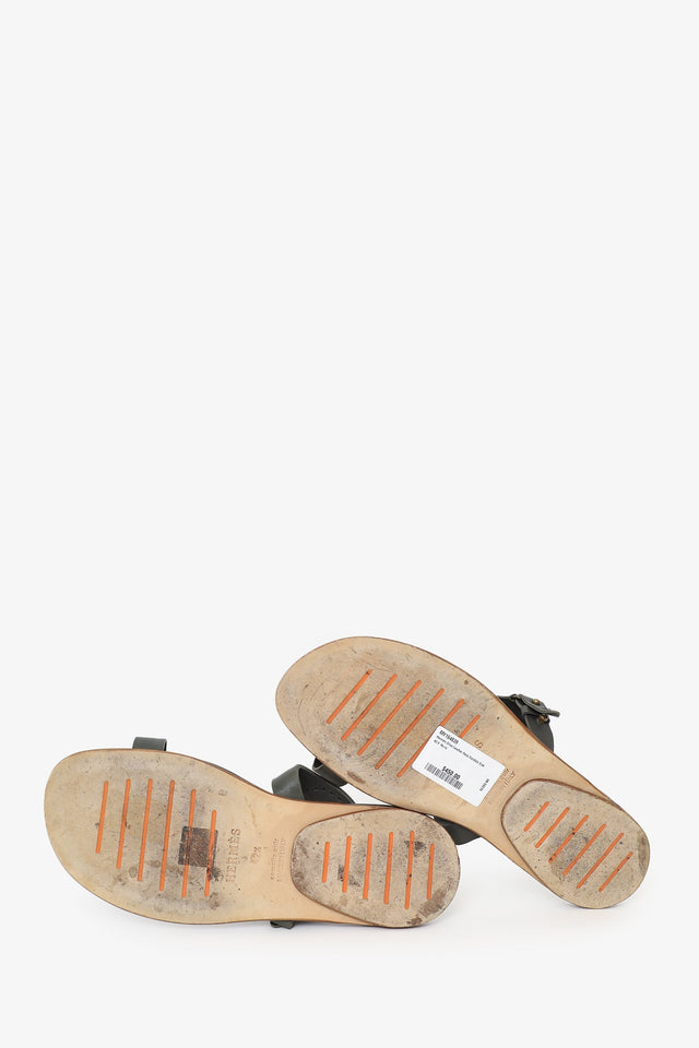 Hermes Olive Leather Hera Sandals Size 42.5