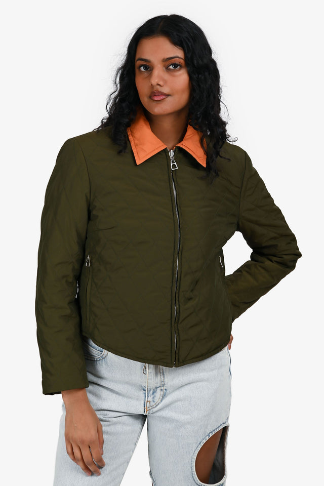 Hermes Green/Orange Reversible Quilted Coat Size M
