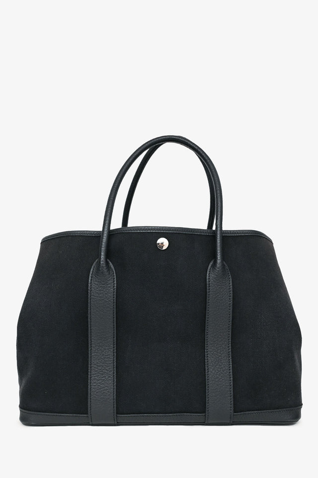 Hermes 2014 Black Toile Canvas/Leather Garden Party 36