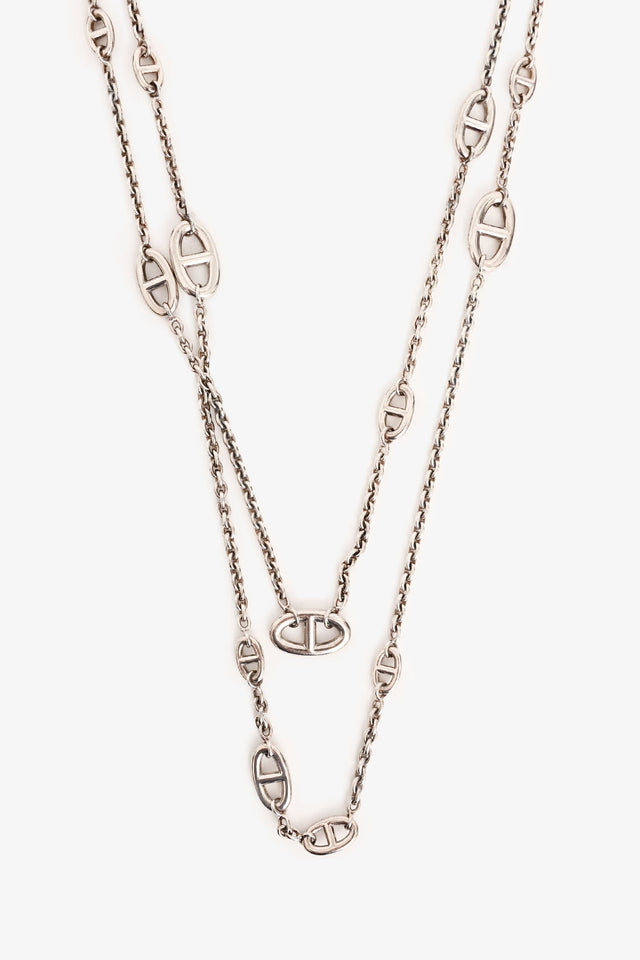 Hermes Sterling Silver Farandole Long Necklace 160