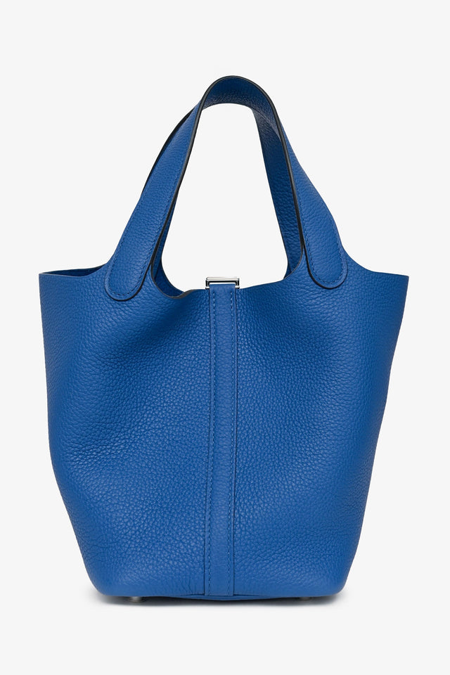 Hermes 2021 Bleu France Clemence Leather Picotin 18 PHW
