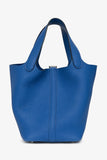 Hermes 2021 Bleu France Clemence Leather Picotin 18 PHW