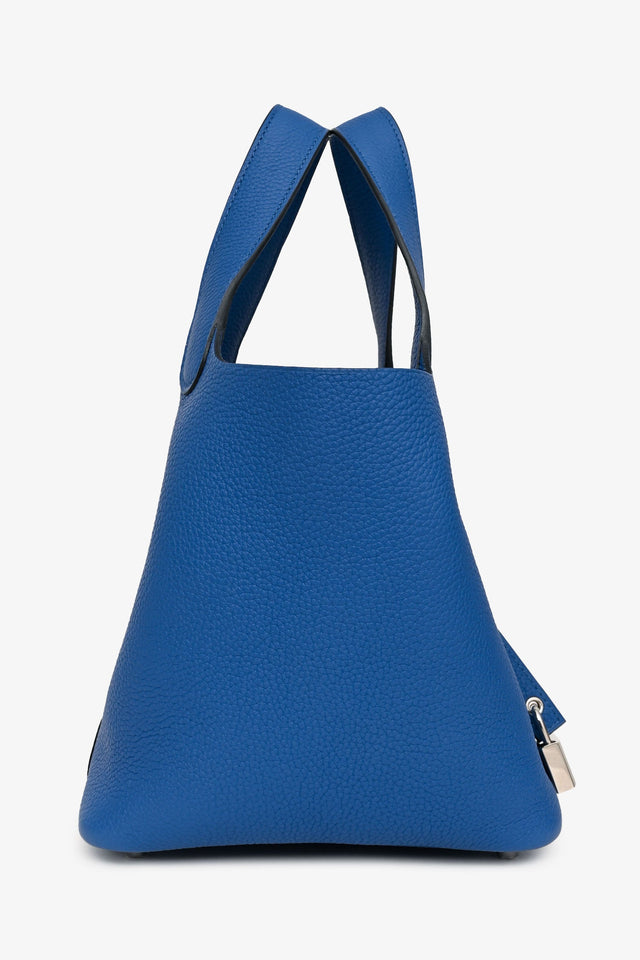 Hermes 2021 Bleu France Clemence Leather Picotin 18 PHW