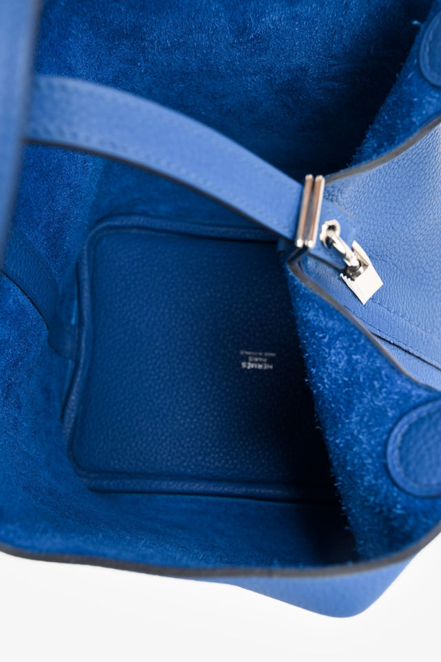 Hermes 2021 Bleu France Clemence Leather Picotin 18 PHW