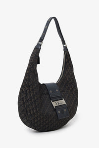 Christian Dior 2005 Black Diorissimo Canvas and Leather Street Chic Crossbody