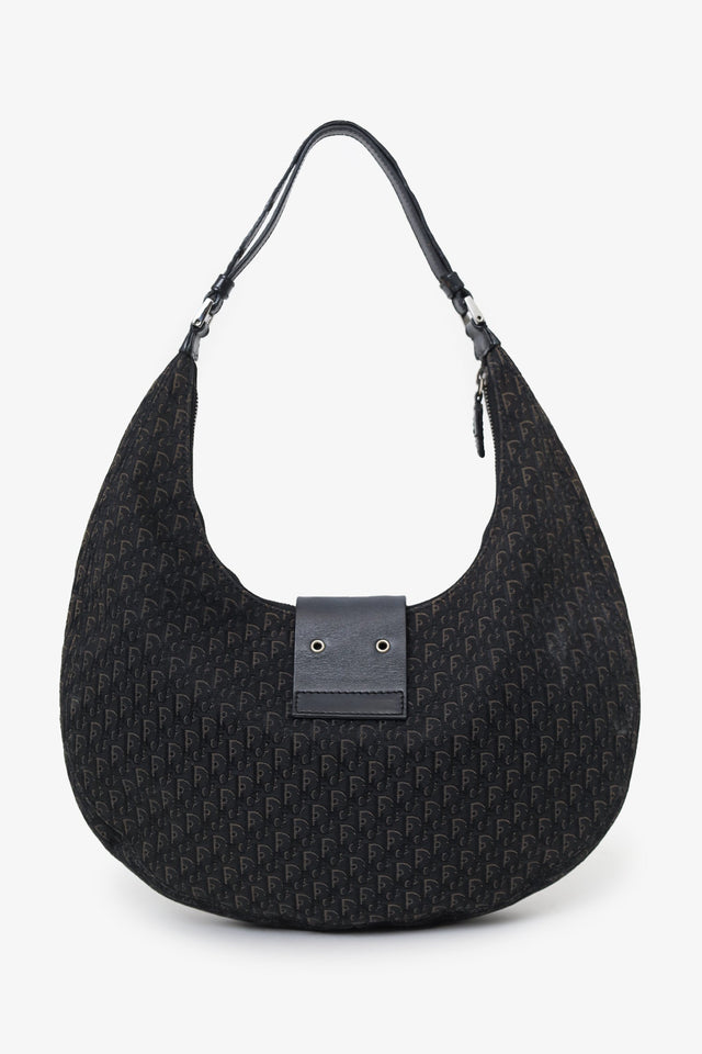 Christian Dior 2005 Black Diorissimo Canvas and Leather Street Chic Crossbody