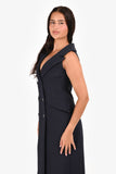 Christian Dior Navy Wool Double Breasted Sleeves Blazer Style Long Dress Size 38