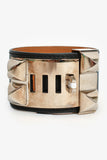 Hermes 2014 Black Leather Silver Collier de Chien Bracelet