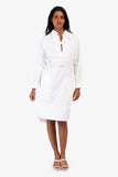 Louis Vuitton White Monogram Cotton 'Relief Shirt Dress' with Belt Size 34