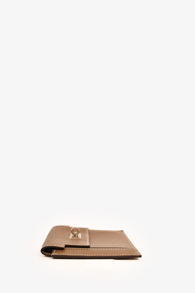 Hermes 2022 Etoupe Leather Mysore Goatskin Kelly Pocket Compact Wallet