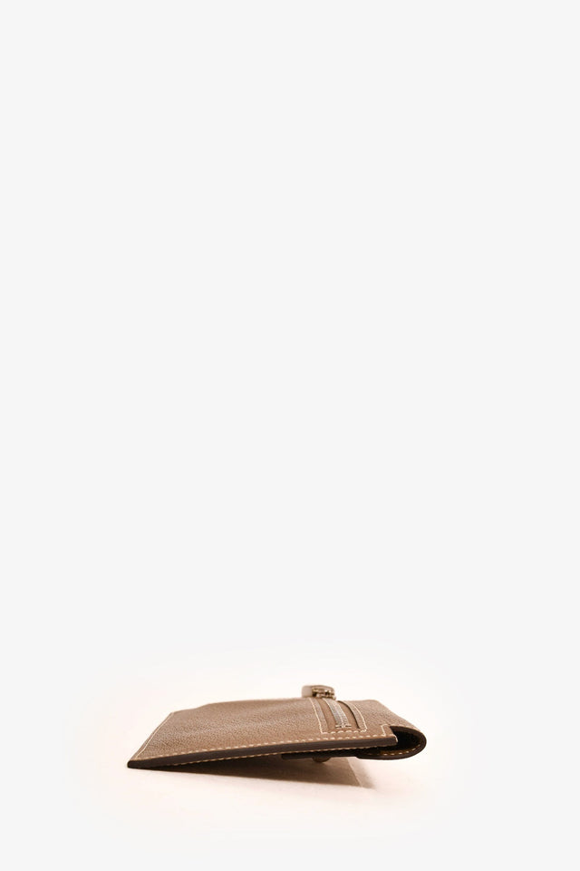Hermes 2022 Etoupe Leather Mysore Goatskin Kelly Pocket Compact Wallet