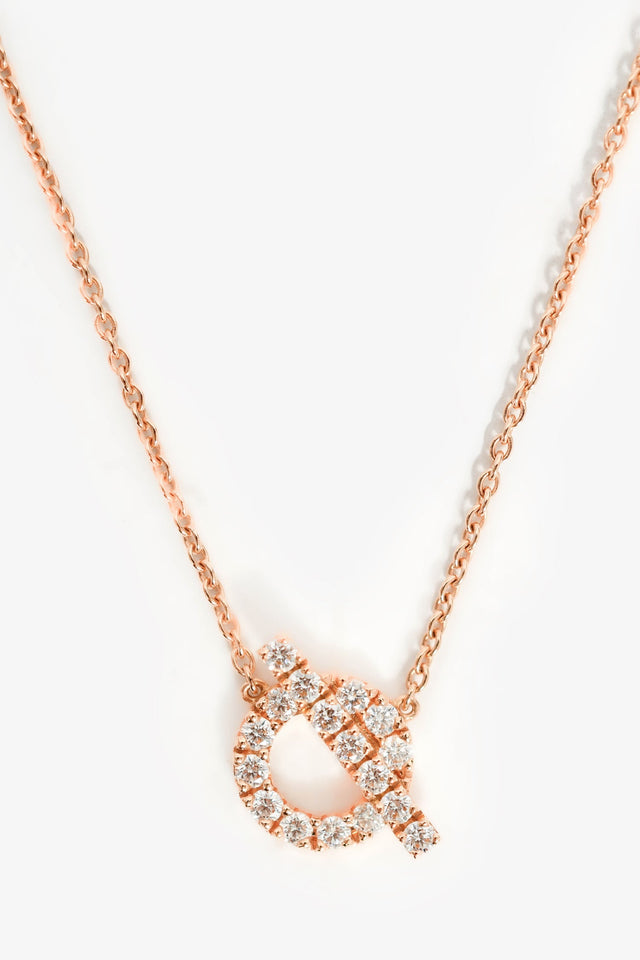 Hermes 2025 18K Rose Gold Diamond Finesse Pendant Necklace