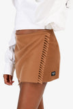 Prada 2023 Brown Cashmere Fringe Scarf Mini Skirt Size 38