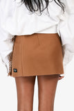 Prada 2023 Brown Cashmere Fringe Scarf Mini Skirt Size 38