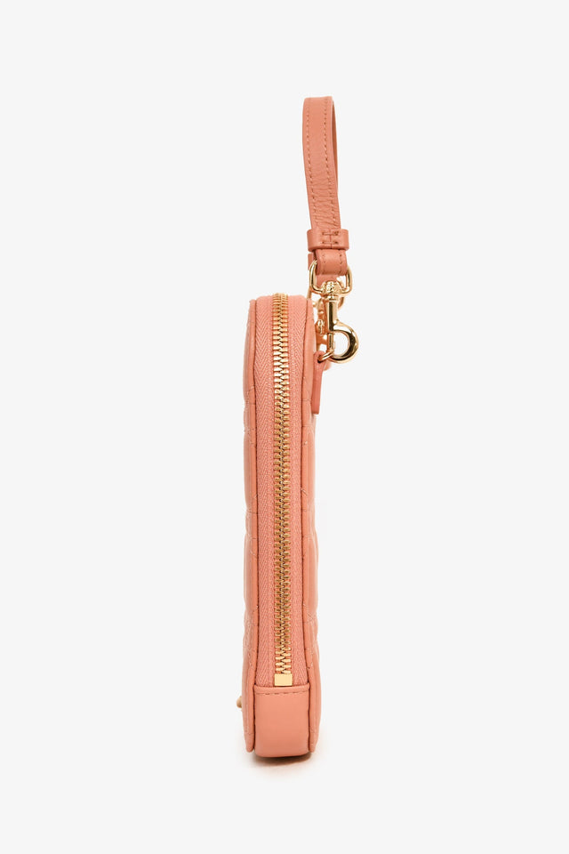 Christian Dior 2020 Pink Cannage Leather Call'in Dior Phone Holder With Chain Strap