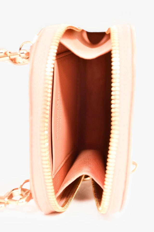 Christian Dior 2020 Pink Cannage Leather Call'in Dior Phone Holder With Chain Strap