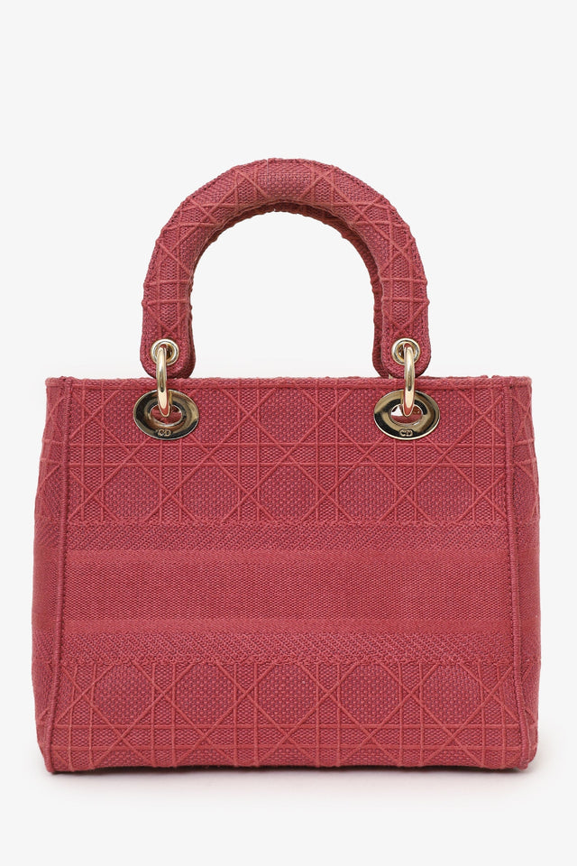 Christian Dior 2020 Pink Cannage Canvas Medium Lady D-Lite With Strap