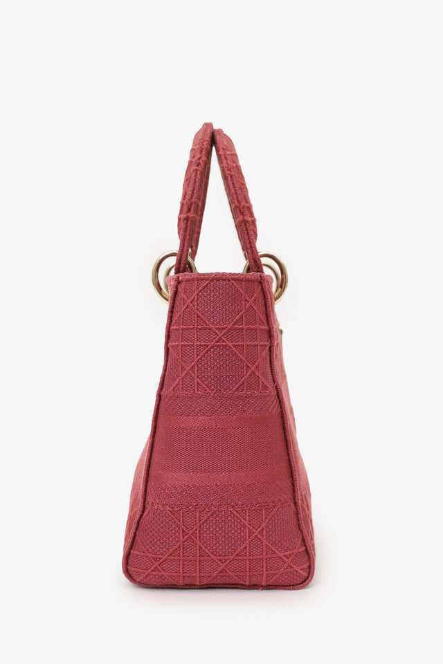 Christian Dior 2020 Pink Cannage Canvas Medium Lady D-Lite With Strap