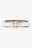 Hermes Silver Toned/White Enamel Charnière Hinged Bracelet