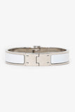 Hermes Silver Toned/White Enamel Charnière Hinged Bracelet