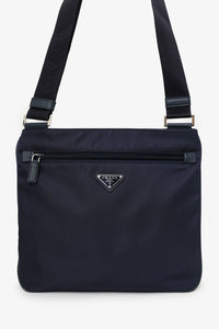 Prada Navy Nylon Messenger Bag