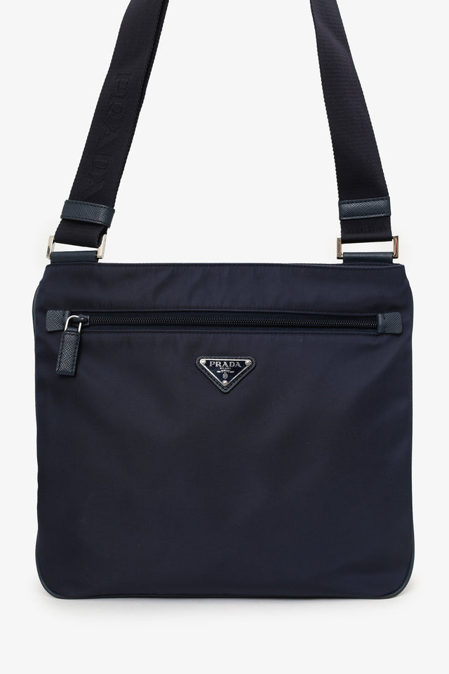 Prada Navy Nylon Messenger Bag