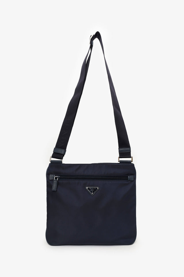 Prada Navy Nylon Messenger Bag