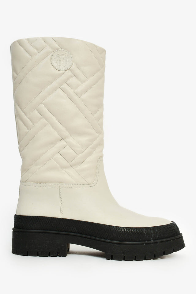 Hermes 2022 White Leather 'Fuji' Rain Boots Size 39