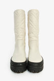 Hermes 2022 White Leather 'Fuji' Rain Boots Size 39