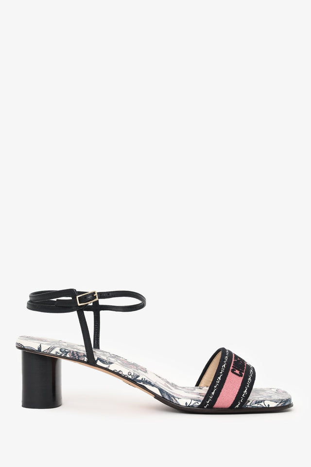 Christian Dior Embroidered Dway Ankle Strap Heeled Sandal Size 39.5