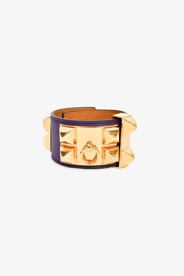 Hermes 2012 Purple Leather Collier De Chien Bracelet