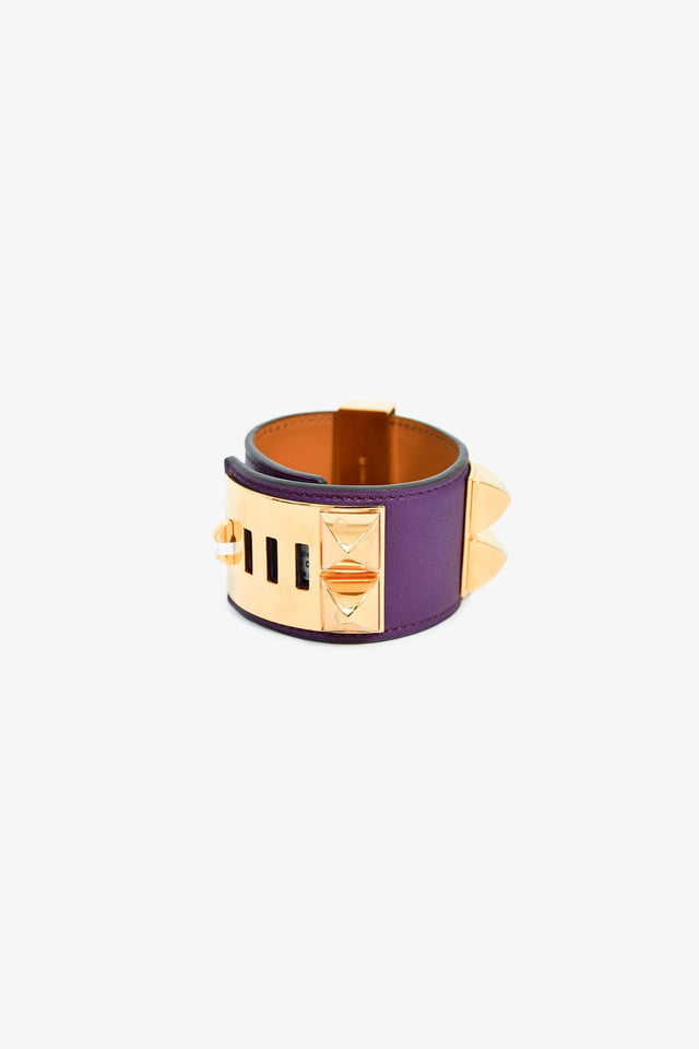 Hermes 2012 Purple Leather Collier De Chien Bracelet