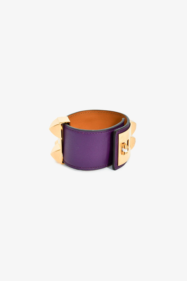 Hermes 2012 Purple Leather Collier De Chien Bracelet