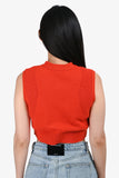 Hermes Orange Cashmere Cropped Button-Up Sweater Vest Size 38