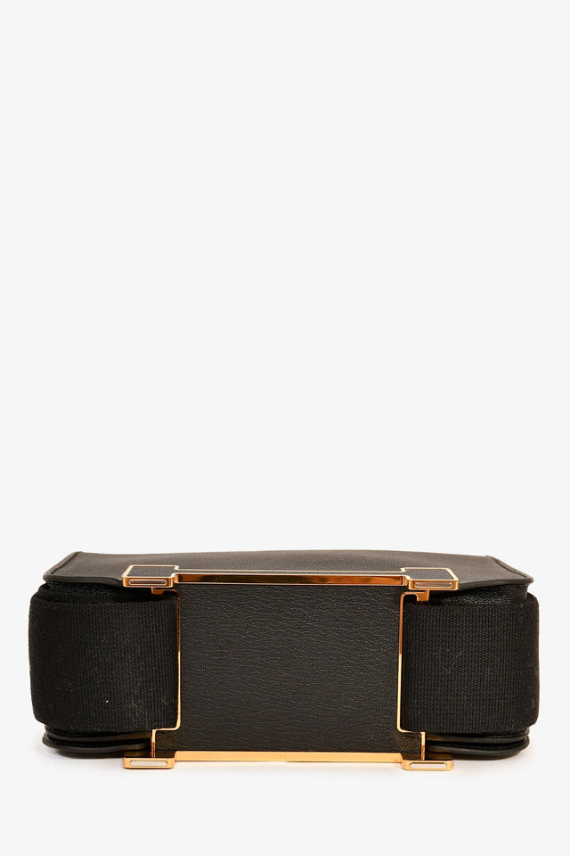 Hermes 2022 Black Chèvre Mysore Leather 'Geta' Crossbody Bag