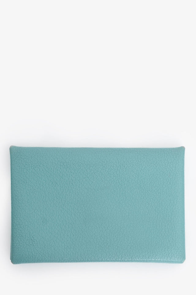 Hermes 2019 Blue Leather Calvi Duo Compact  Holder