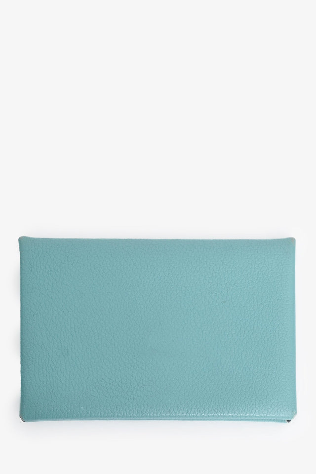 Hermes 2019 Blue Leather Calvi Duo Compact  Holder