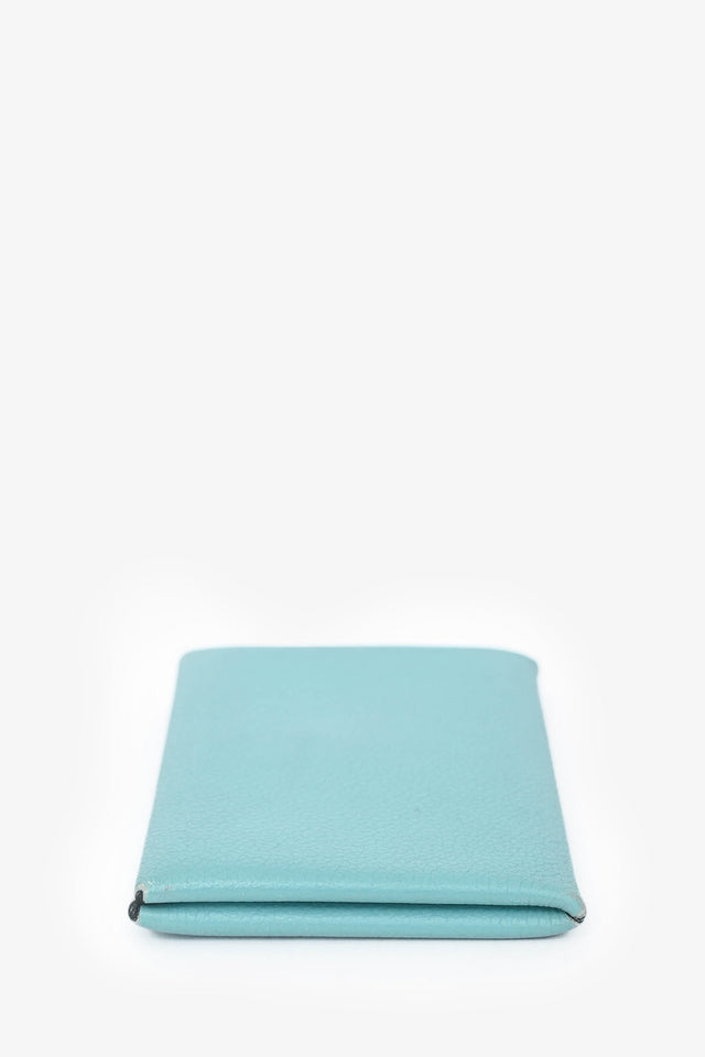 Hermes 2019 Blue Leather Calvi Duo Compact  Holder
