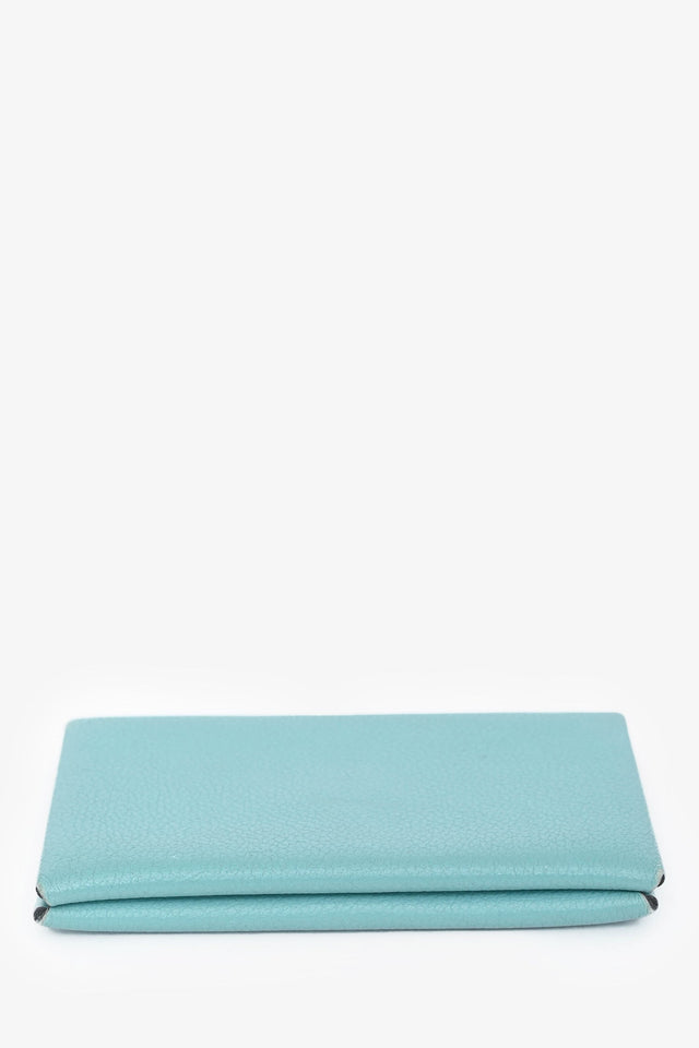 Hermes 2019 Blue Leather Calvi Duo Compact  Holder