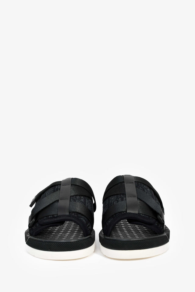 Christian Dior Black Oblique Jacquard 'Alpha' Sandals Size 38