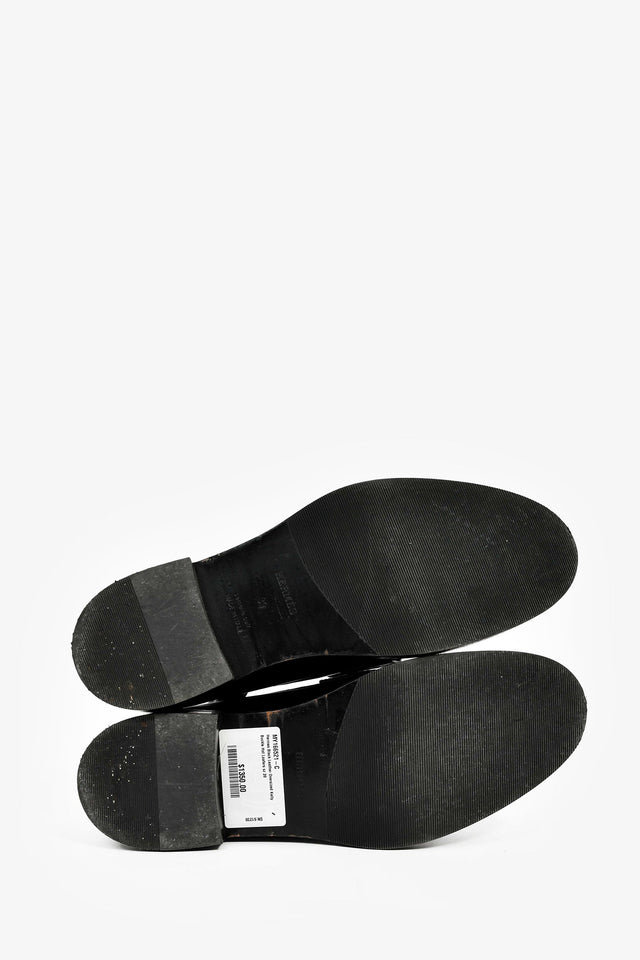 Hermes Black Leather Oversized Kelly Buckle Hot Loafers Size 39