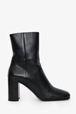 Prada Black Leather Block Heel Ankle Boots Size 35.5