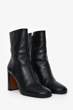 Prada Black Leather Block Heel Ankle Boots Size 35.5