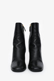 Prada Black Leather Block Heel Ankle Boots Size 35.5