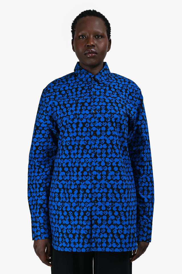 Louis Vuitton Blue/Black Printed DNA Button-Up Shirt Size S Mens