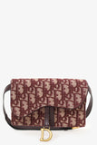 Christian Dior 2019 Burgundy Oblique Jacquard Saddle Belt Pouch